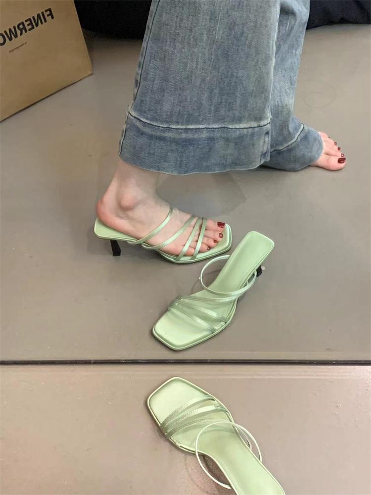 Niche Leopard Print High-heeled Sandals for Women's 2024 New French Temperament Elegant with Skirt Thin Heel Sandals