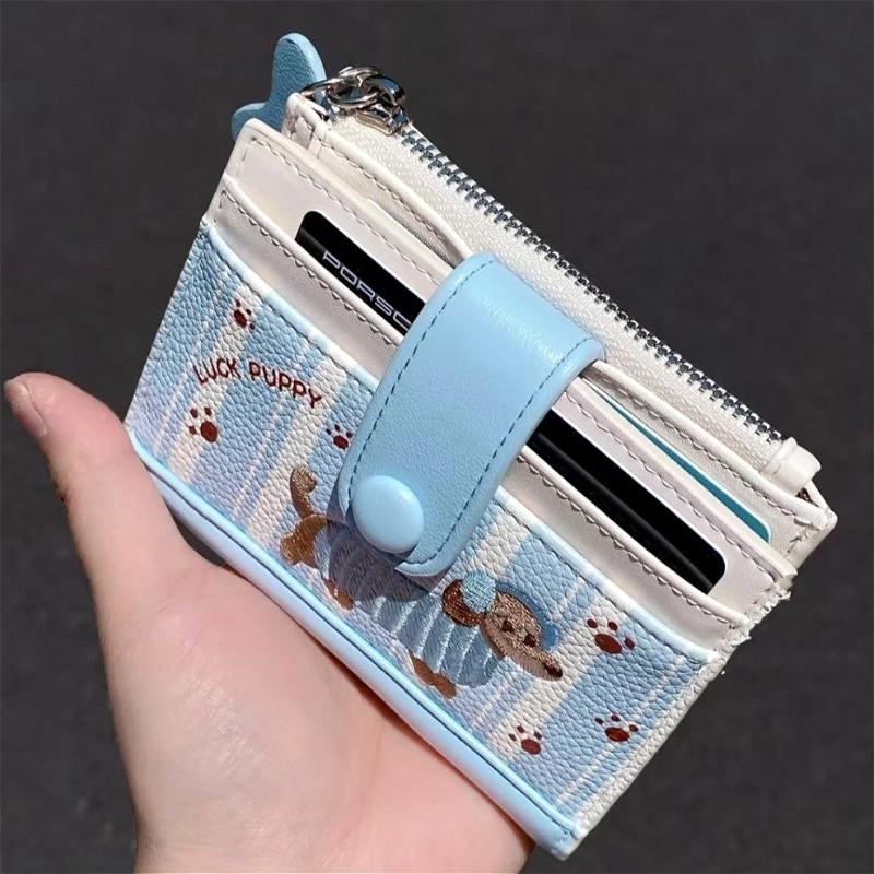 Cute Puppy Women Wallet PU Leather Short Wallet Card Holder Zipper Coin Purse Small Capacity Cute Cartoon Lady Wallet Gift