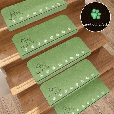 Step Mat Cartoon Pattern No Residue Easy Installation Anti-Slip Surfaces Floor Mat Wooden Stair Protection Pad