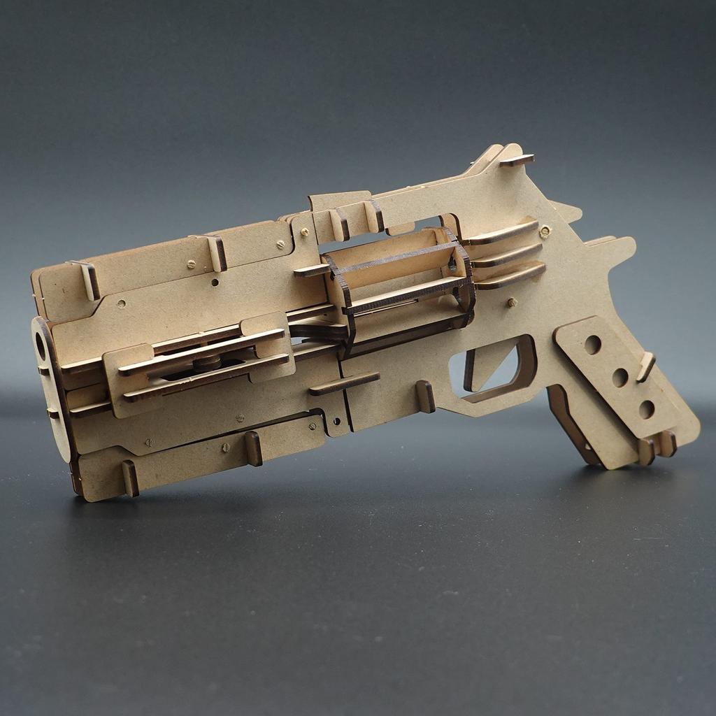 Acton Craft Deformed Rubber Band Gun Revolve Blaster Craft Kit Made in Japan Wooden Puzzle 3D Puzzle Craft Kit for Adults and Upper Grades