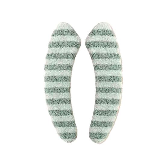 1 Pair Toilet Mat Striped Pattern Thickened Design Plush Warm Toilet Seat Protector Easy Installation Bathroom Mat