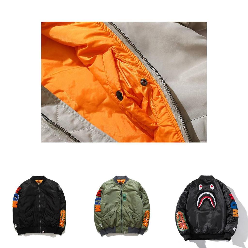 Shark Pilot Jacke für Herren Bestickt Camouflage Streetwear Warmer Mantel für den täglichen Gebrauch
