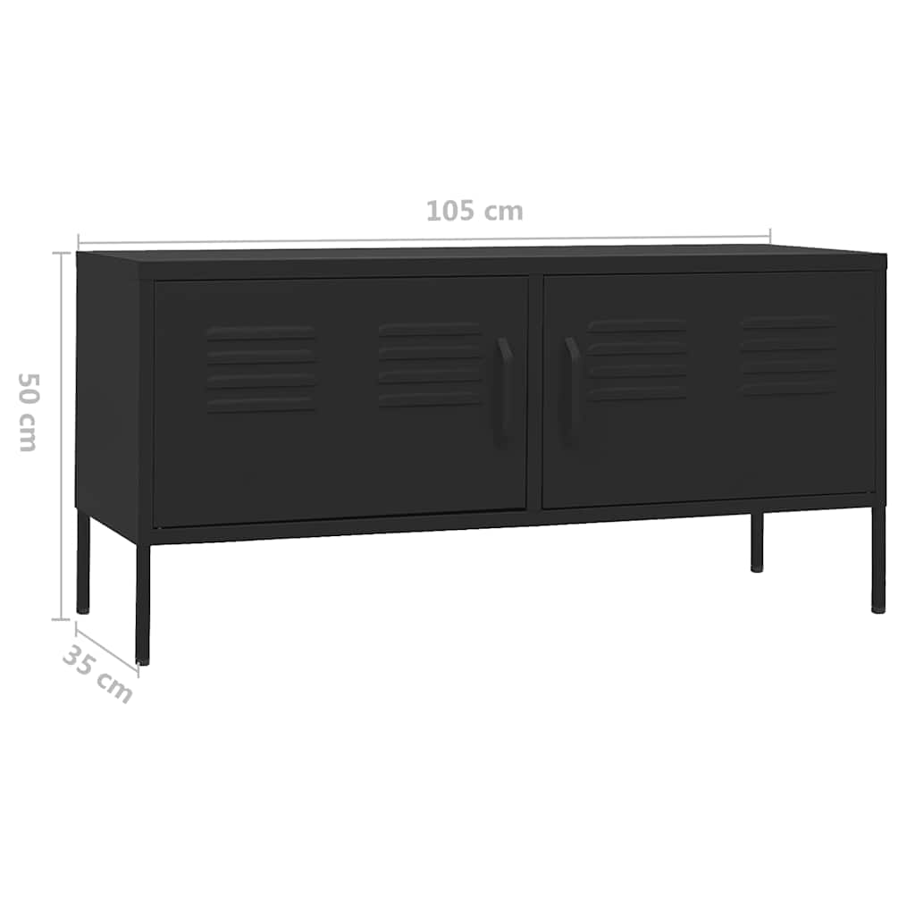 TV Stand in Black 105 x 35 x 50 cm Steel