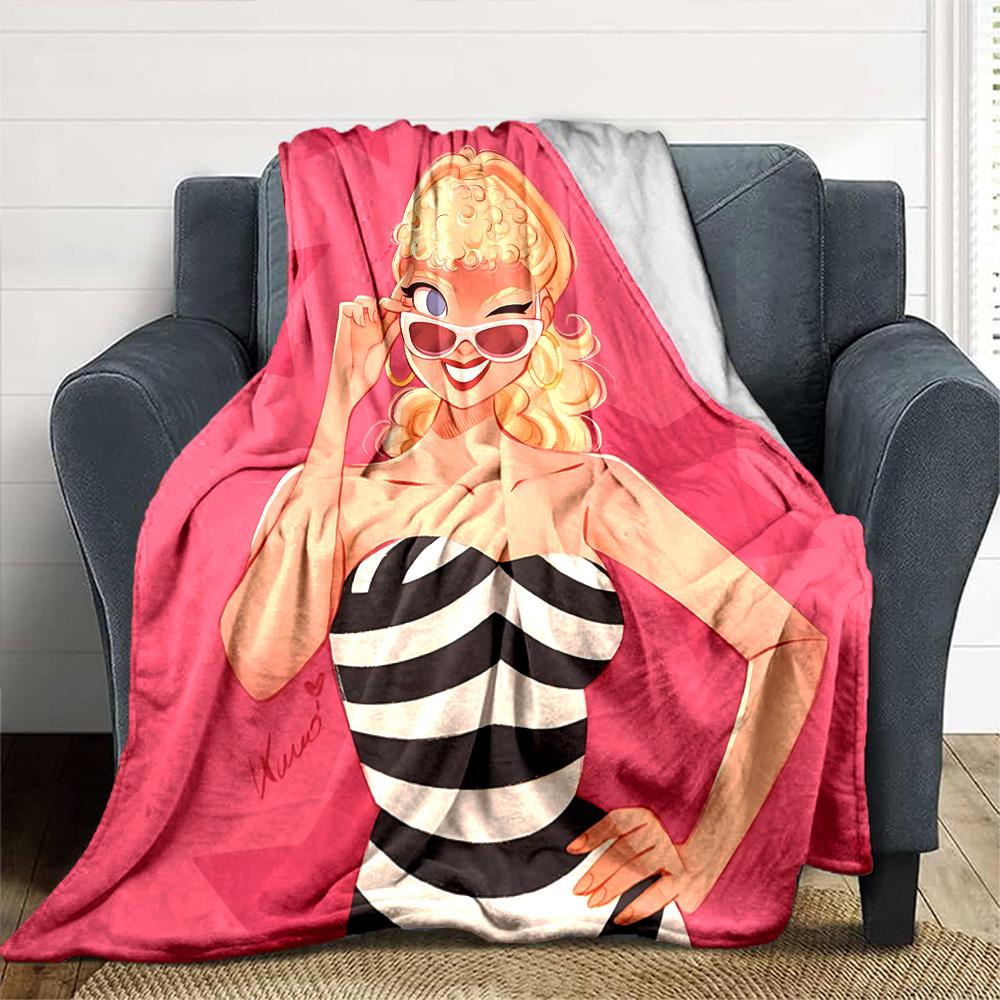 1pc stripes star Flannel Blanket Soft Warm Throw for Home, Office, Travel, All Season Cozy Bedding Gift, Office