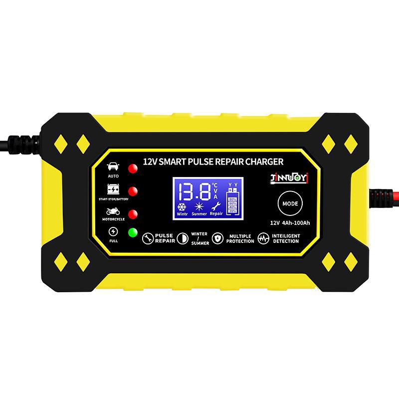 

Зарядное устройство для аккумуляторов мотоциклов и автомобилей 12 В 6 А с цифровым дисплеем и интеллектуальным импульсным ремонтом свинцово-кислотных аккумуляторов US 6A жёлтый