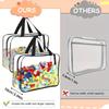 Set of 6 Large Clear Storage Bags with Zipper and Handles for Toys Clothes Travel and Organization Multipurpose Transparent Tote Bags