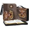 Lotusorchid PU Leather Bible Case Study Bible Book Cover, Highland Cow Print Bible Bags for Women Organizer Sunflower Print Bible Book for Men Cover