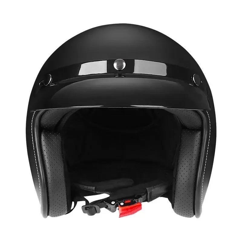 High Quality Motorcycle Helmet  Open Face 3/4 Vintage Helmets Retro Motor Cafe Racer Chopper Capacete Casco Moto DOT Approved