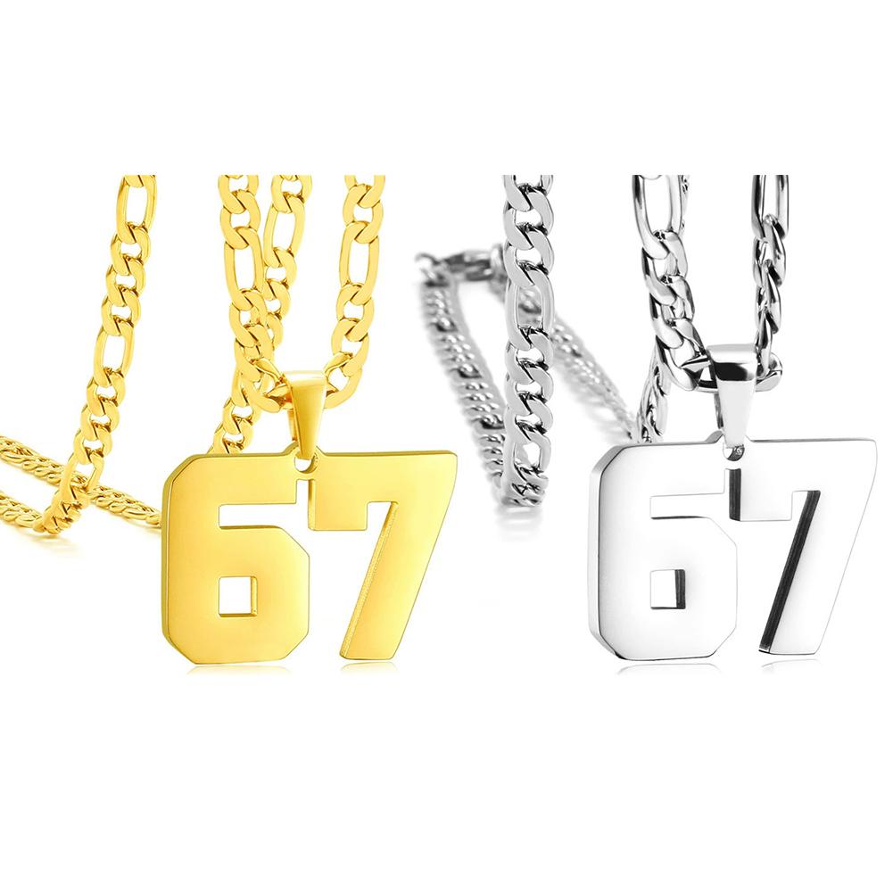 Stainless Steel Number Pendant Boy Kid Gift 1 Pcs Hiphop Waterproof Number Necklace Baseball Basketball Player Number Necklace