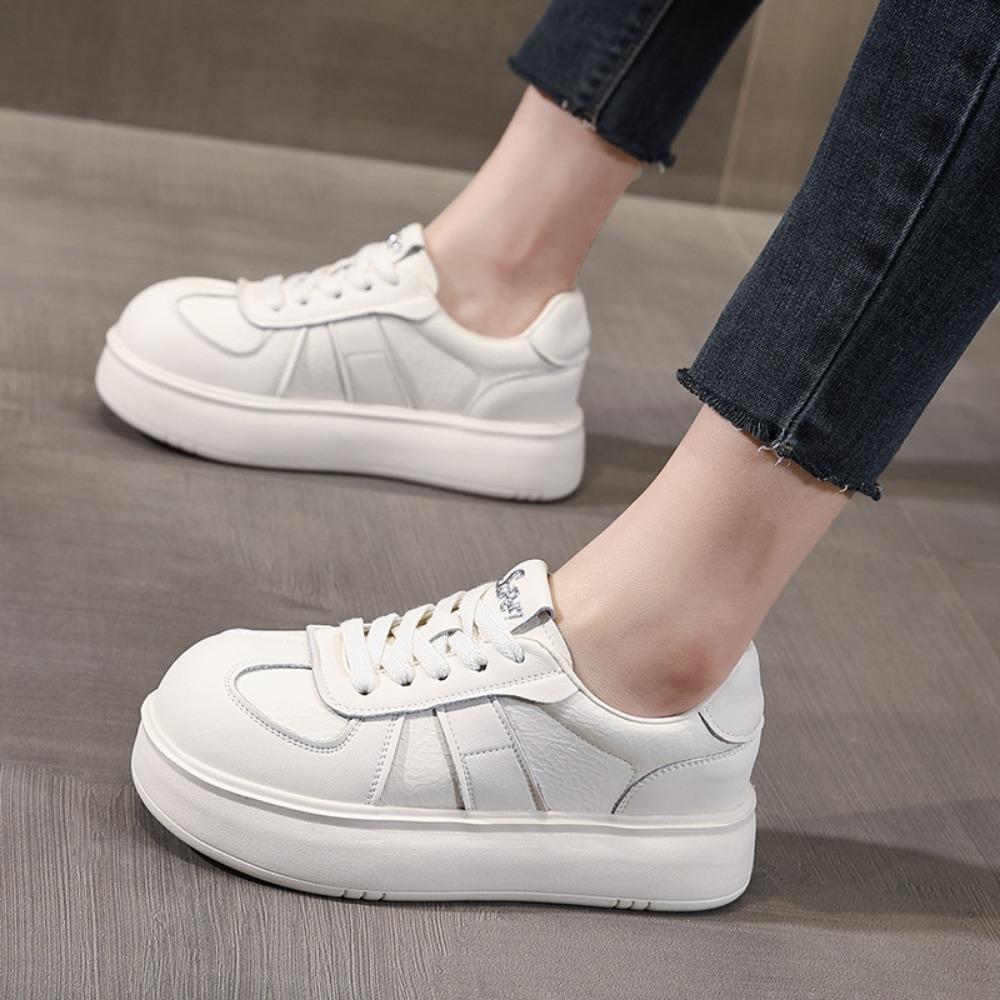 Fashion Sports Shoes for Women 2025 Spring and Autumn New Style Lace Up Casual Board Shoesbig Toe Thick Sole Lightweight Women's Shoes