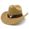 Thin and Popular European and American Classic Bull Head Accessories Cowboy Hat Fashion One-word Top Curved Brim Grassland Knight Hat