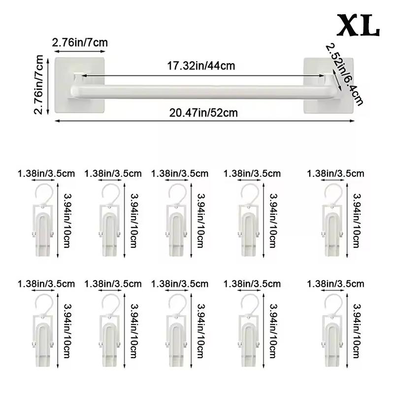 White Kids Wardrobe Hanging Rod Punch-Free Wall Mounted Hat Storage Rack With Clips Plastic Baby Saliva Towel Hook For Home