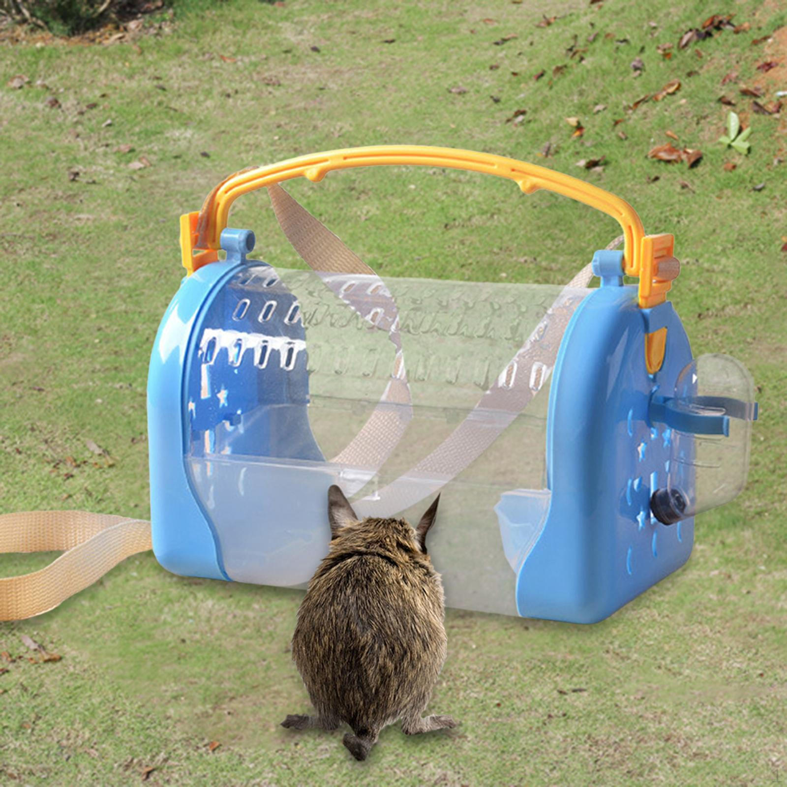

Hamster Carrier Cage Guinea Pig Water Bottle Food Bowl Pet Outgoing for Rat, Small Animals, синій