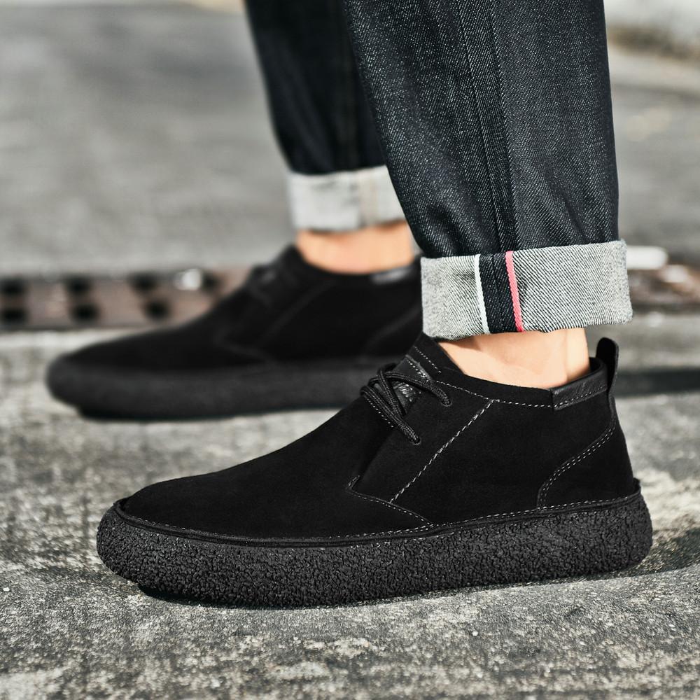 Frosted leather mercerized anti-velvet leather medium top board shoes Martin boots Zhongbang retro men's casual leather shoes platform trendy shoes
