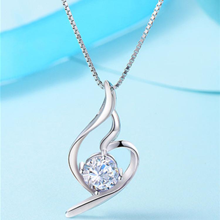 

Ожерелье из стерлингового серебра 925 пробы с подвеской из блестящего бриллианта, простое ожерелье 925 белый