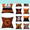 Halloween Pumpkin Cushion Cover Soft Surface Art Decor With Invisible Zipper For Home