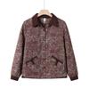 2025 Autumn/Winter New Mom's Casual Print Loose Lapel Zipper Jacket for Middle-Aged and Elderly Women