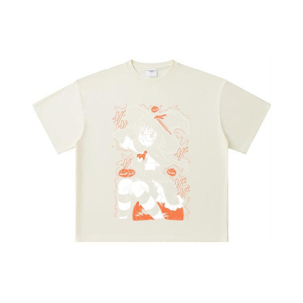 

260 GSM Double Yarn 32 Count 100% Cotton HXH V11 Shizuku Halloween Print Unisex Heavy Cotton T Shirt S