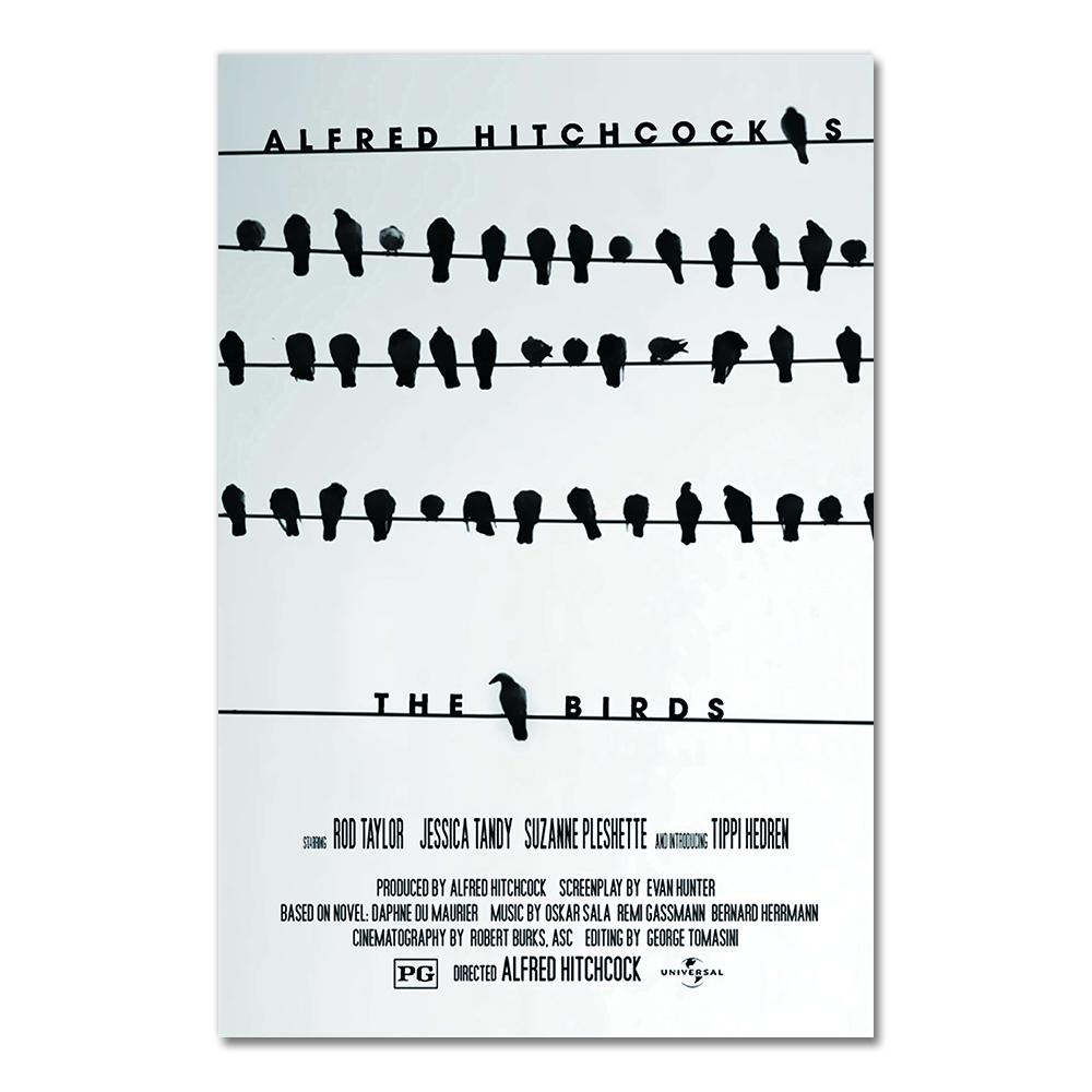 The Birds 1963 Alfred Hitchcock Movie Film Retro Vintage Poster Decorative Wall Sticker Canvas Painting Home Art Home Decor Gift 21X30CMNo Framed