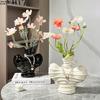 Elegant Dam Kreativ Keramikvas Blomkruka Bordsdekoration Blomsterarrangemang Konstgjorda Blomvaser Rum Estetisk Dekor