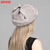 JERYAFUR Women Ushanka Trapper Winter Hat, Full Faux Fur Grey Ear Flap Warm Ladies Cap for Cold Snowy Weather