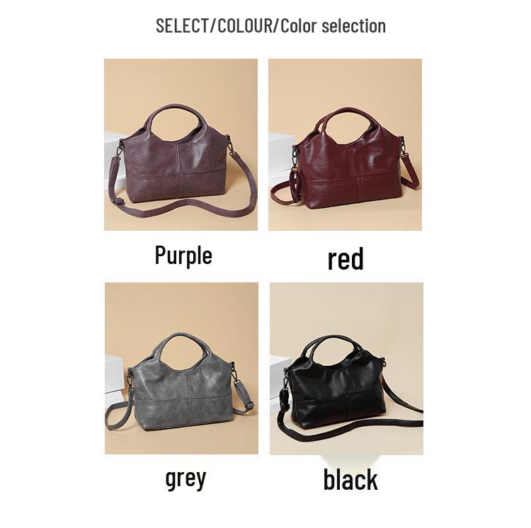Textured Soft Leather Crossbody Handbag for Middle-Aged Women – Lightweight, Large Capacity, Perfect for Commuting.