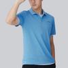 Li Ning Fitness Series Solid Color Logo Print Short Sleeve Polo Shirt Men Tops Paris-Blue APLT029-10