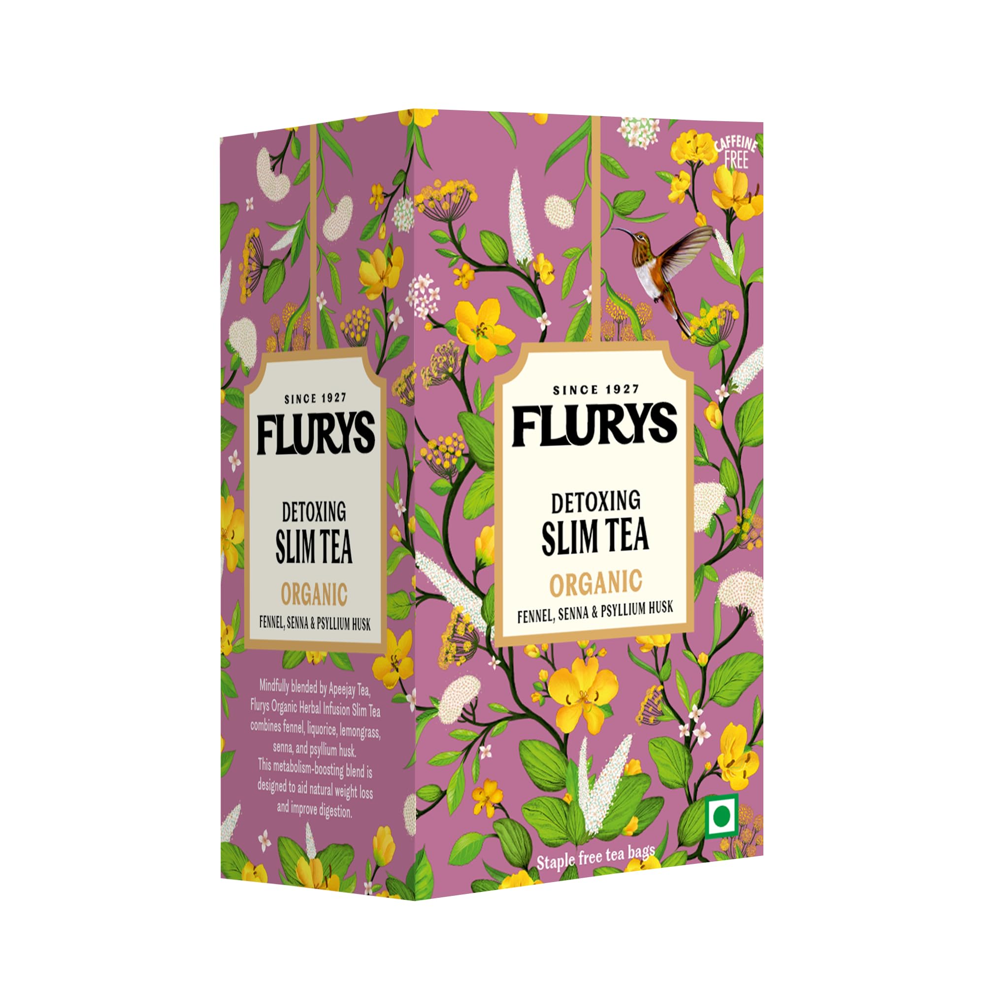 

Чай Flurys Slim - Детокс-органический травяной чай с фенхелем, сенной и шелухой подорожника | Органическое управление весом | 20 чайных пакетиков (30г)