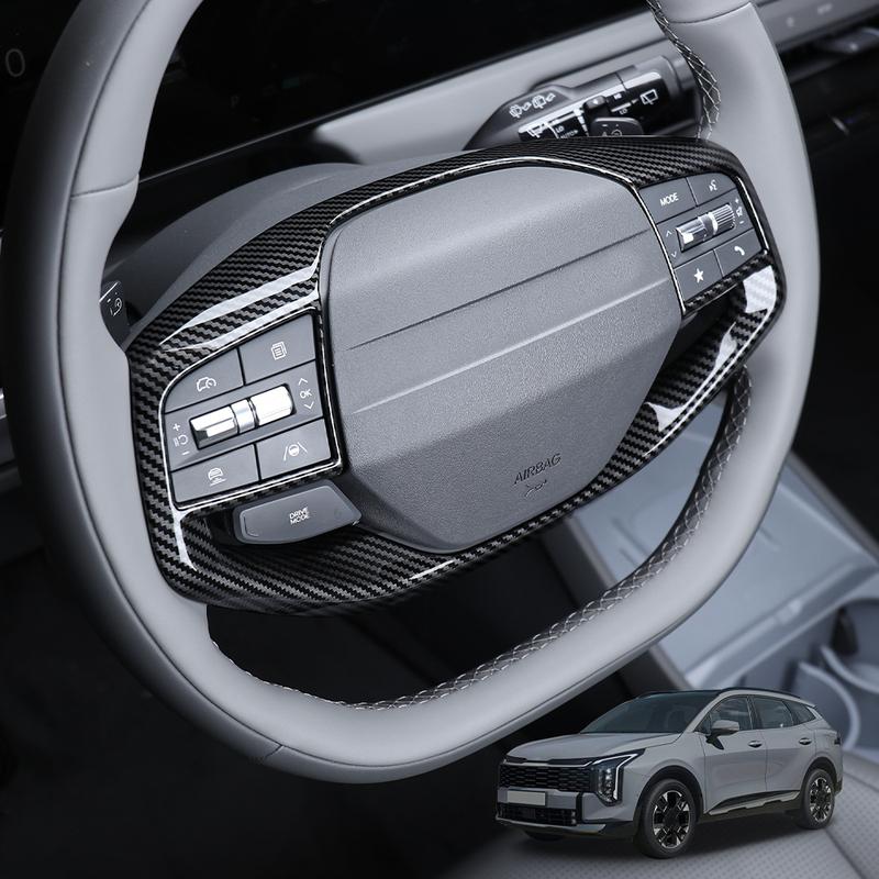 For Kia Sportage NQ5 2026/EV6 2026 /EV3/EV4/K4 Car Tuning Carbon Fiber Steering Wheel Button Trim Cover Accessories
