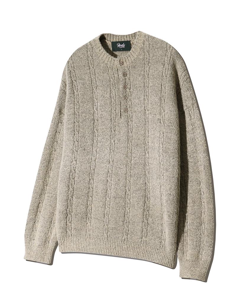 NODU Soft Henley Neck Round Long Sleeve Knit [4 Colors]