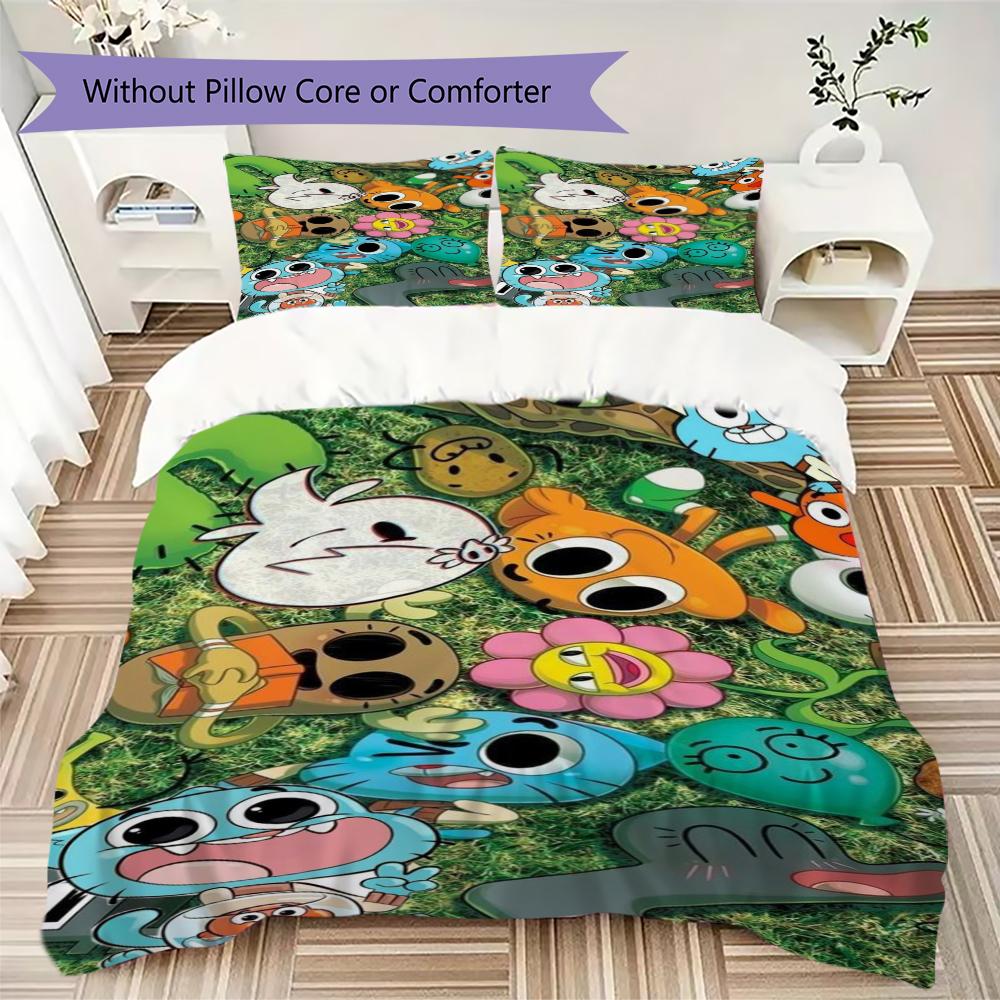 Amazing World Gumball Pattern Bedding uilt Set uilt Cover Pillowcase Home Decoration Birthday Gift (1 * duvet cover + 2 * pillowcase without core)196