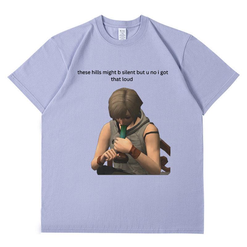 Silent Hill Horror Gamer Style Grafik T-Shirt Herren Vintage Gothic Kurzarm T-Shirts Unisex Kleidung Übergroßes Baumwoll-T-Shirt