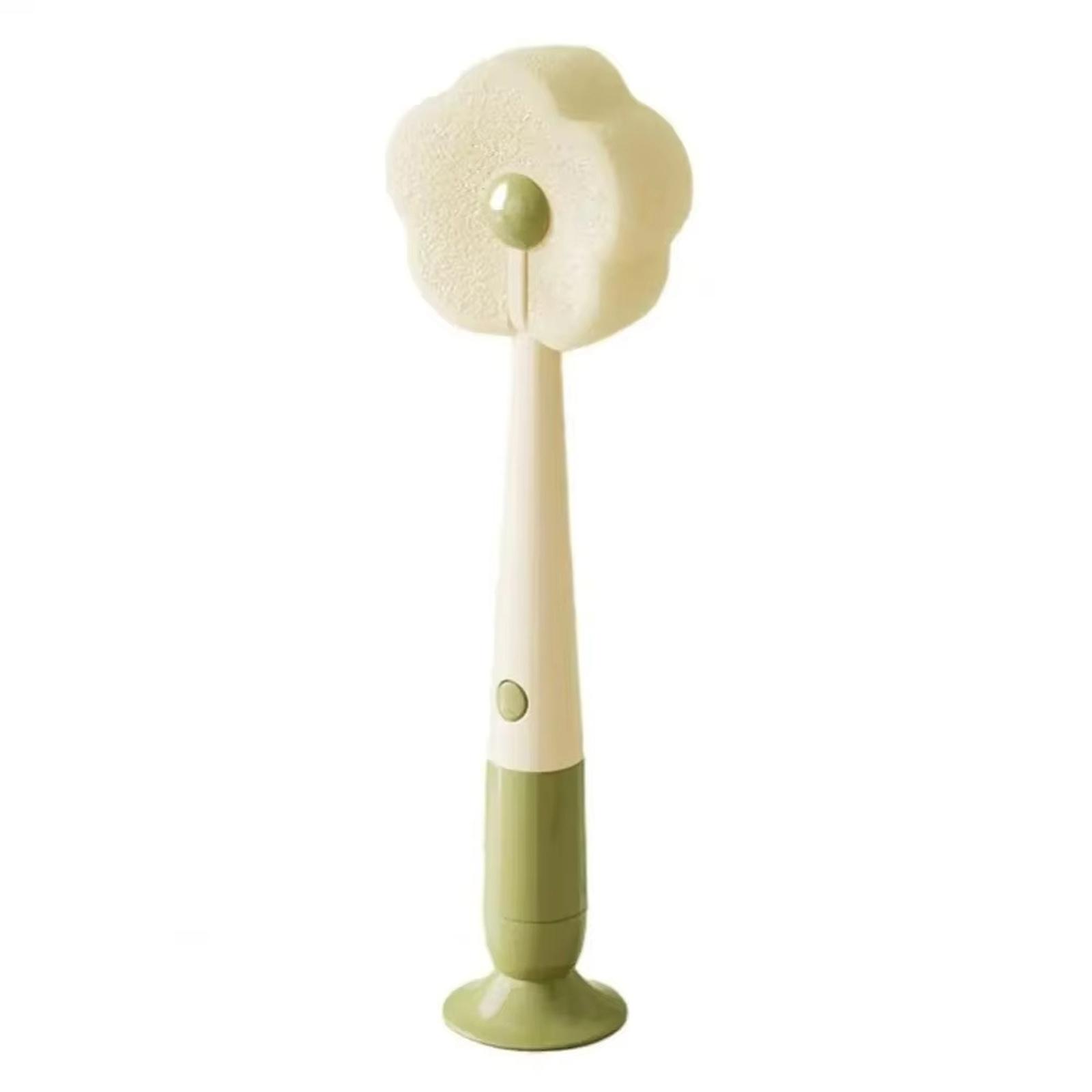 

Flower Suction Cup Cup Brush Long Handle Sponge Cup Cleaner one size зелёный