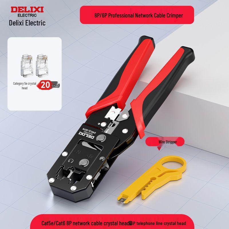 Professional Grade Network Cable Crimper Set with Wire Stripper and Cutter for Category 6 and 6P8P Crystals