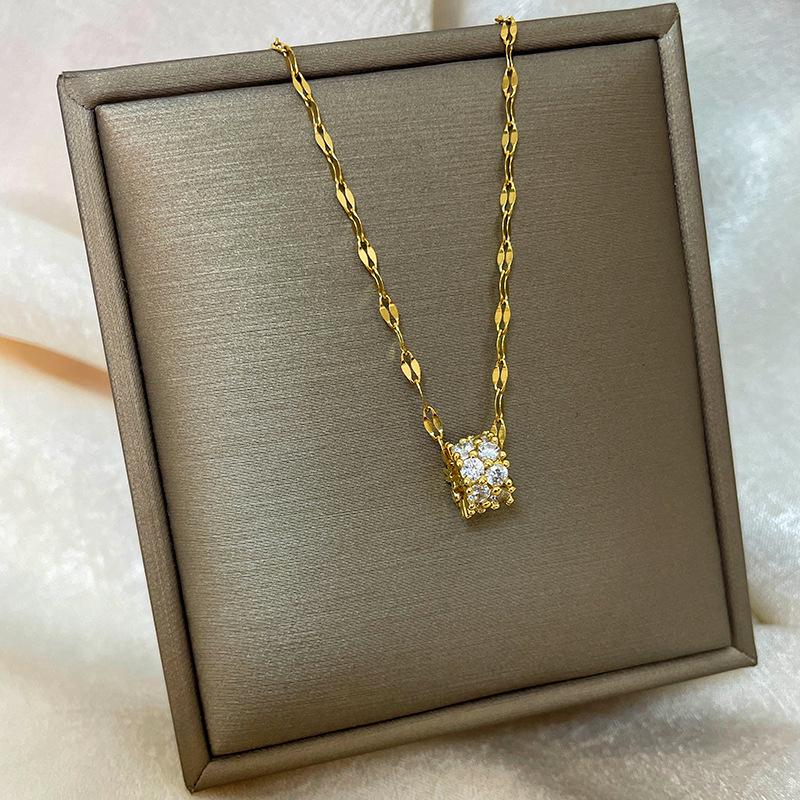 18K Vergoldete Kupfer Schlüsselbeinkette mit Abakus Kürbis Schwan Design.