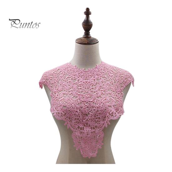 

Кружевной искусственный воротник, вышитый корсаж, полый дизайн, большие цветы, съемный передний/задний воротник, кружевная аппликация, женский шарм для швейного магазина B розовый