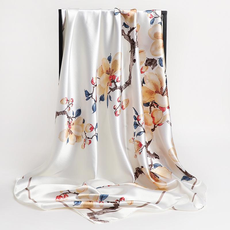 Fashion Scarves For Women Shawl Print Silk Satin Hijab Scarf Female Bandana 90Cm  Square Shawls Scarfs For Ladies