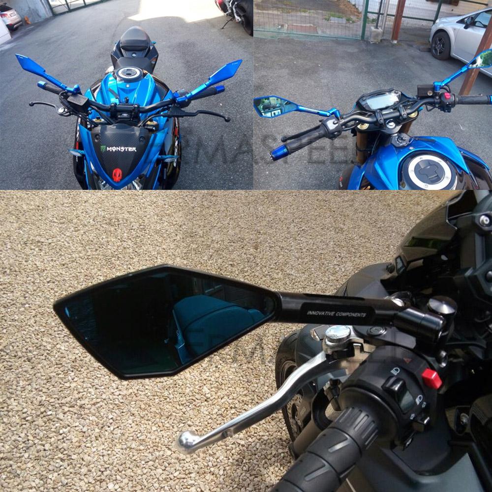 CNC Aluminium Motorsykkel Bakspeil Blått Glass Universalt 8mm 10mm Bakspeil Sidespeil for Motorsykkel Scooter Dirt