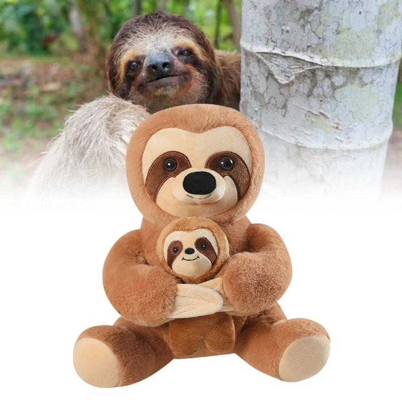 Cute Sloth Plush Toy Mother And Baby Soft Stuffed Animal Doll Kids Gift 20cm And 30cm