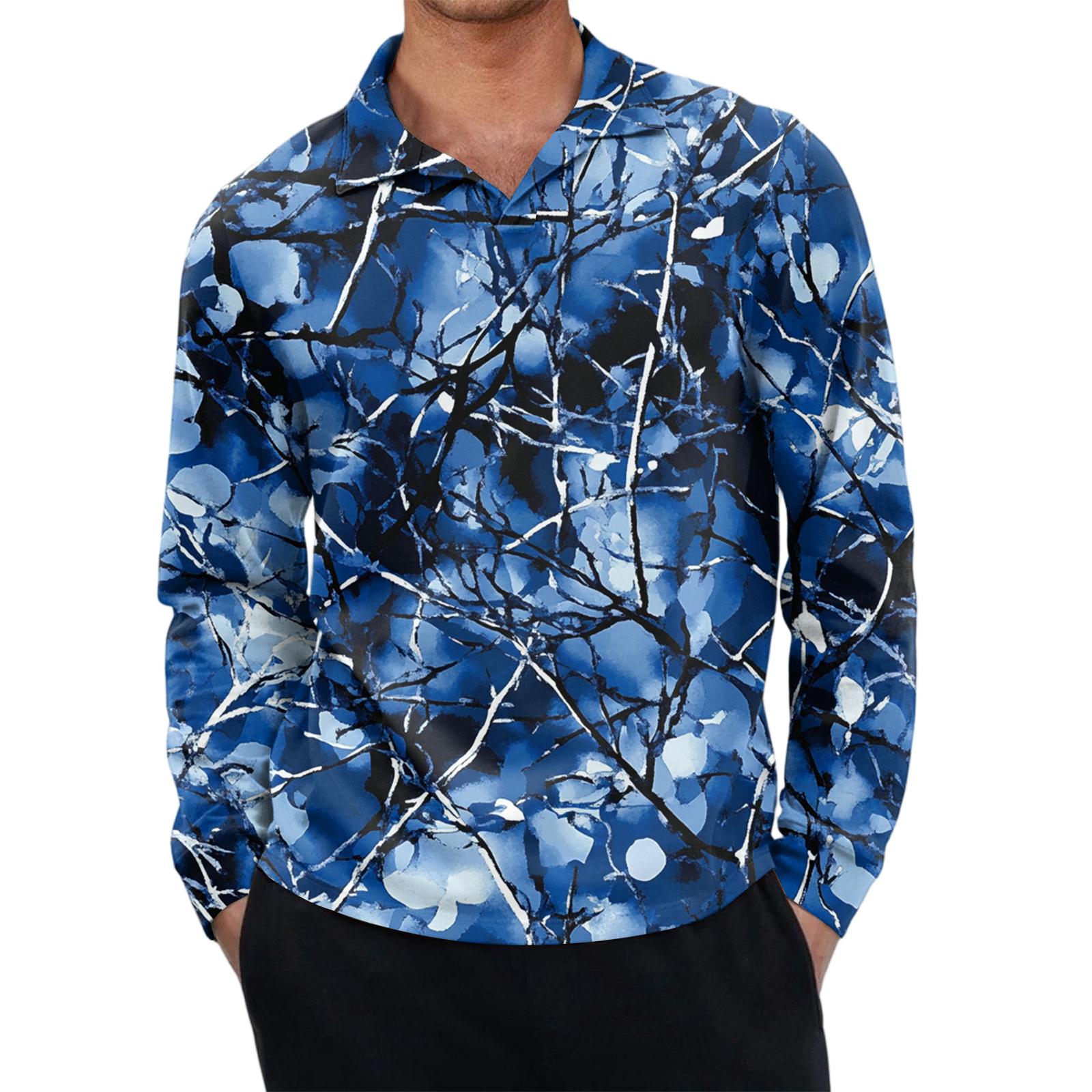 

Men s Casual Retro Small V-neck Long-sleeved Top L синій