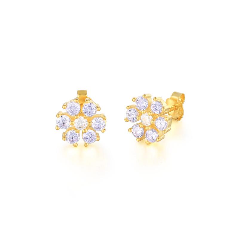 Best Selling Flower Stud Earrings S925Ins Wind Mini Diamond Six Valve Flower Stud Earrings