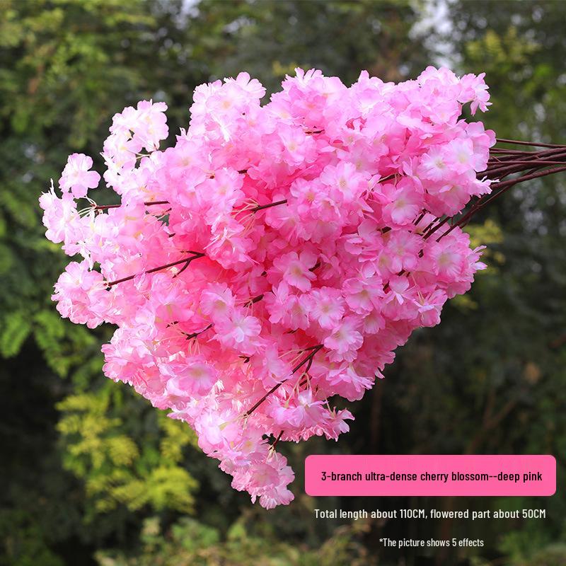 Silk Cherry Blossom Branch Artificial Vine: Floral Decoration for Weddings and Indoor Spaces