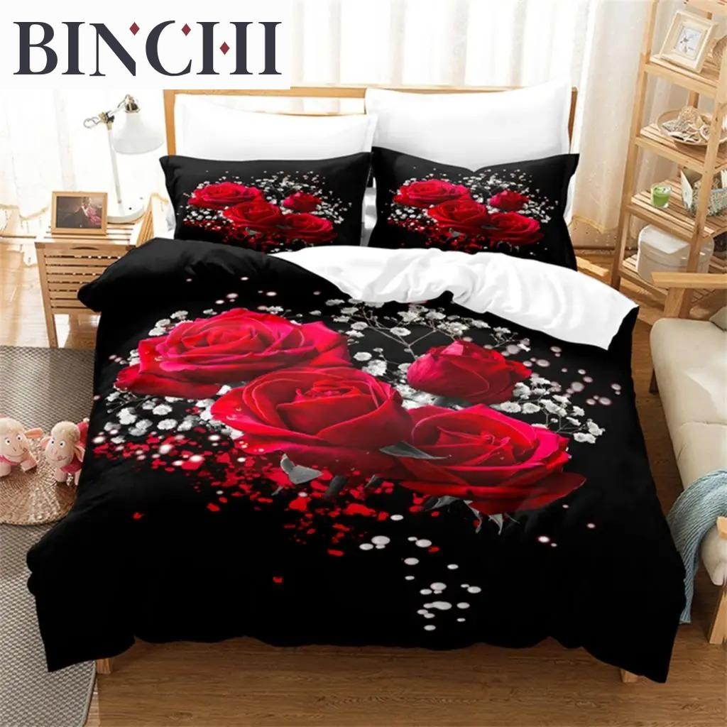 Flowers Roses Duvet Cover Set Fashion Bedding Soft Comfortable Breathable For Bedroom Guest Room Decor