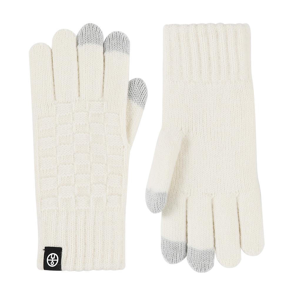Knitted Gloves In Winter Checkered Wool Gloves Keep Warm and Cold Proof Refer To Students Writing Touch Screen Gloves Riding A Bicycle