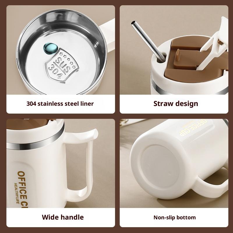 304 Edelstahl Kaffeetasse mit Löffel Doppelwandige Thermische Edelstahl Kaltwassergetränke Tumbler Tee Milch Tasse