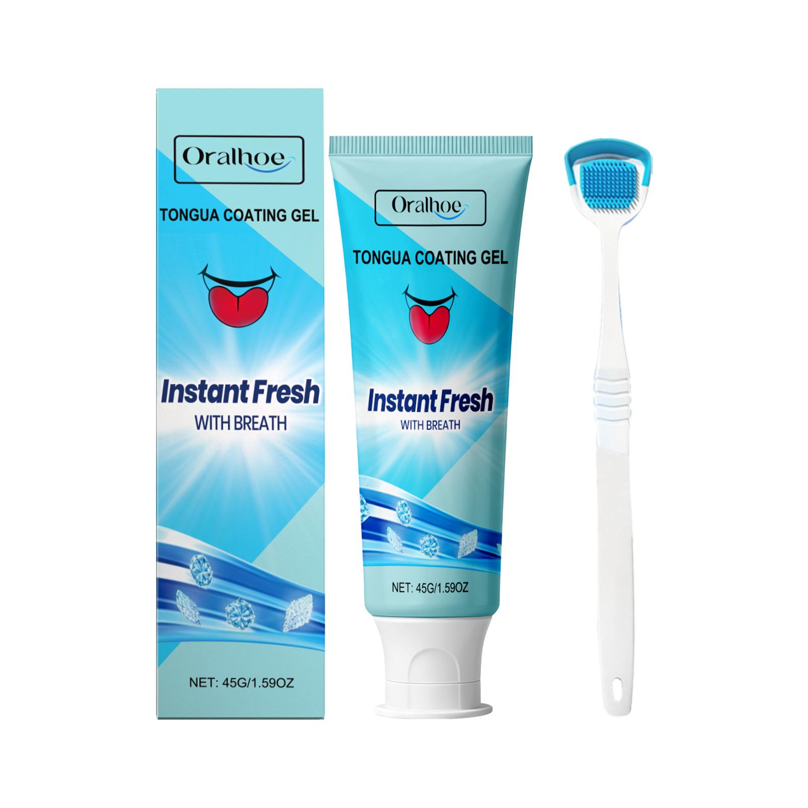 Tongue Cleaner For Remove Tongue Coating Inhibit Oral Bacteria Improve Bad Breath Freshener Tongue Cleansing Gel Toothbrush Set 1 set