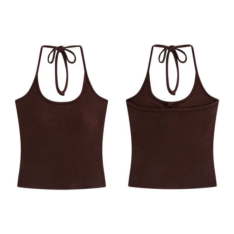 

Julu Studio s Sweet Berry Milk Cap Sleeve Top and Slim Fit V-Neck Waist-Cinching Knit/Halter Neck Camisole Plus Size Set for Slightly Chubby Women Brown Camisole 2XL
