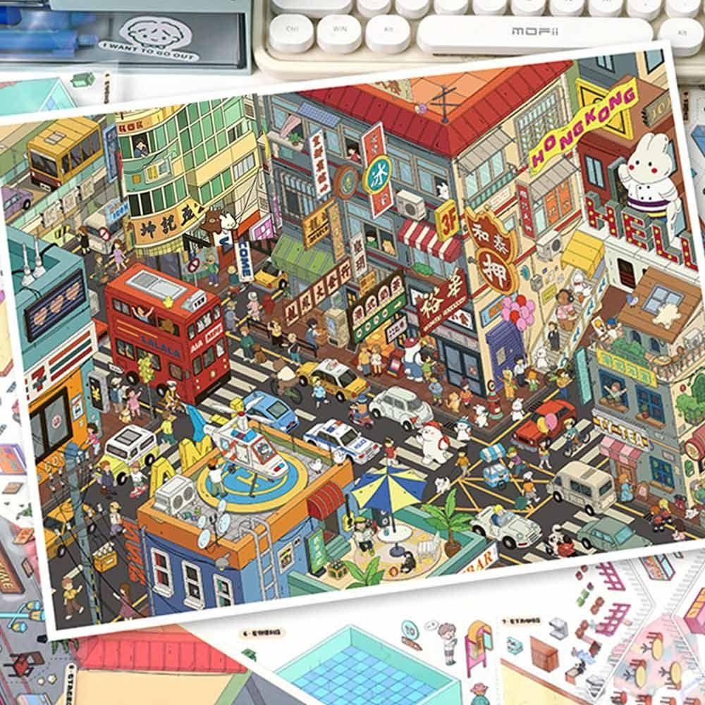 Special Economic Zone 3D City Sticker Kawaii Design DIY Pocket Scene  Festival Decoration