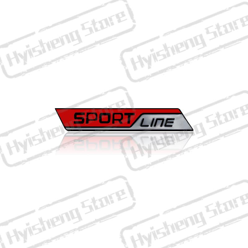 AAABV1 Metal Car Styling Sport Line Front Grille Sticker Badge Rear Trunk Body Emblem For Skoda VRS Octavia Rapid Kodiaq Karoq Superb