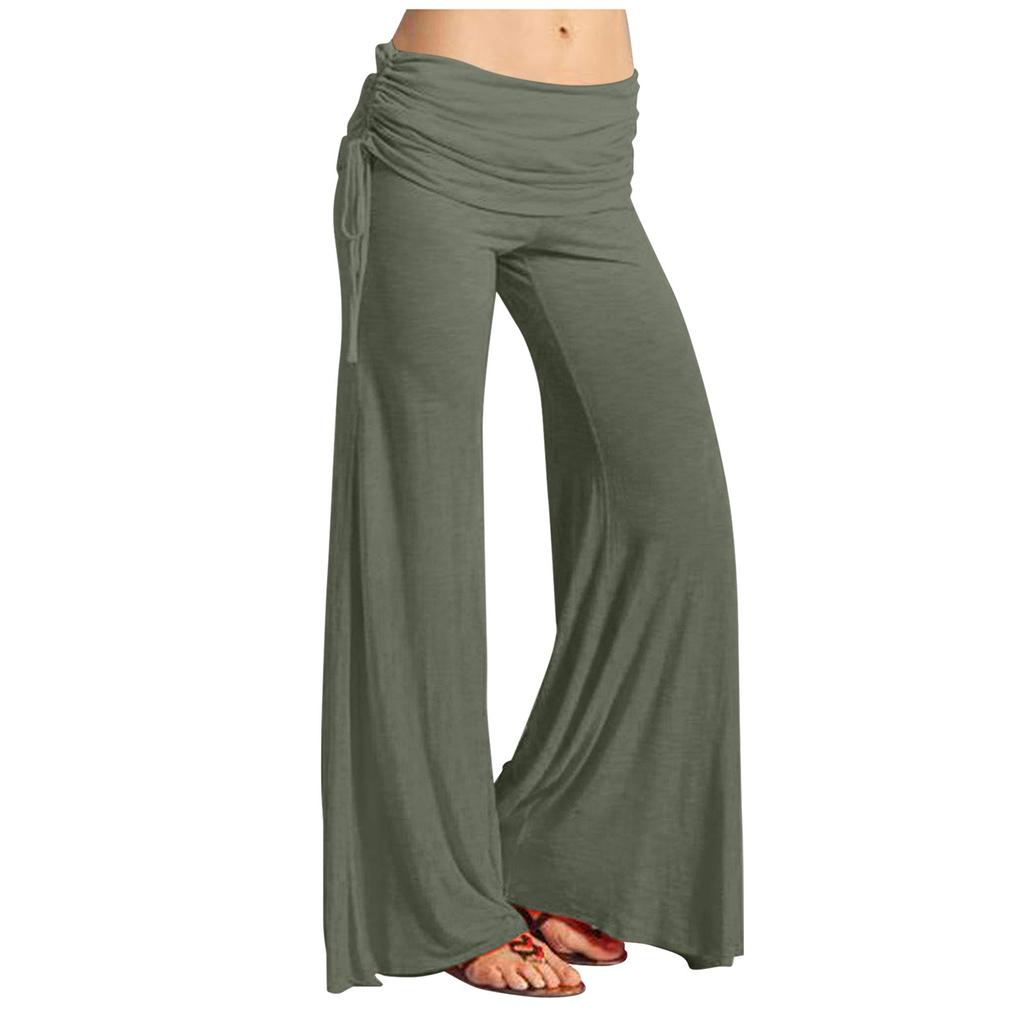 Women's High Waist Wide Leg Pants Casual Loose Fit Palazzo Lounge Yoga Pants with Drawstring